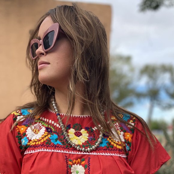 Embroidered Mexican Chiapas Floral Dress - Picture 2 of 5